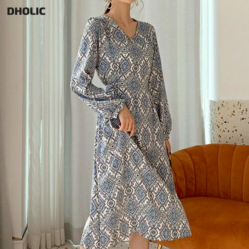 エスニック花柄ワンピース・全3色・t55492 レディース 【ops】【ワンピース ロング ロング丈 フレア エスニック 花柄 