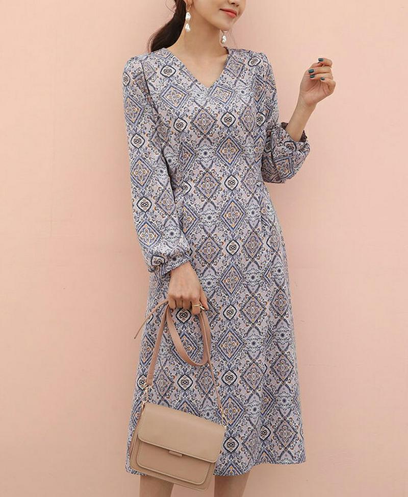 エスニック花柄ワンピース・全3色・t55492 レディース 【ops】【ワンピース ロング ロング丈 フレア エスニック 花柄 