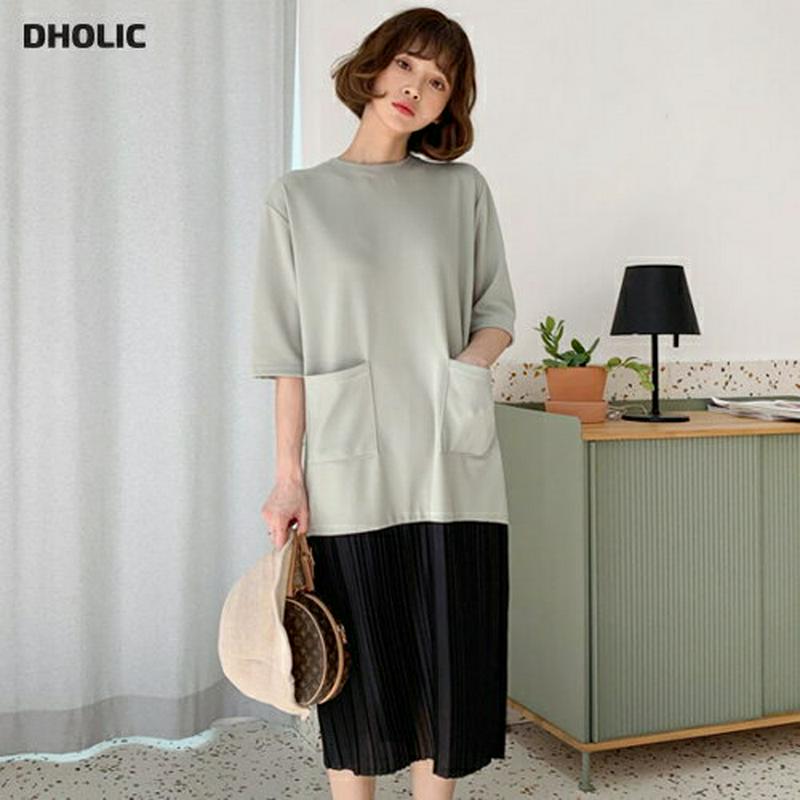 プリーツ配色ポケットワンピース・全4色・b55488 レディース 【ops】【ワンピース ミディ丈 ミディ ロング ロング丈 プ