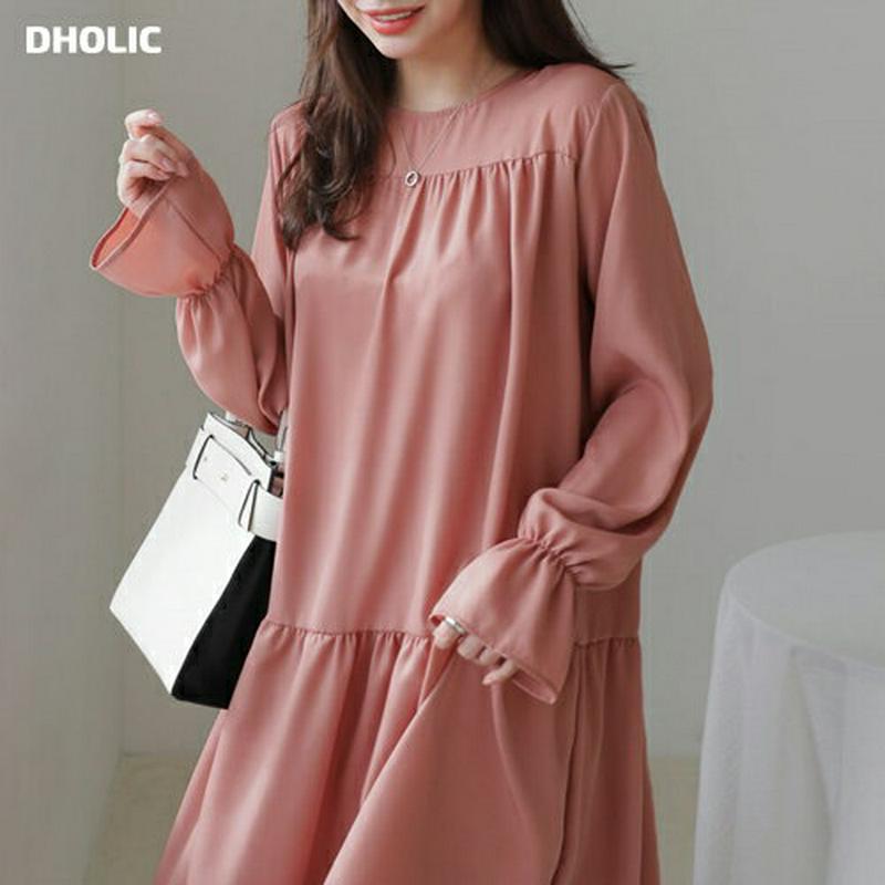 ギャザーロングワンピース・全3色・b61162 レディース【ops】【ワンピース ロング ロングワンピース ギャザー 単色 無地