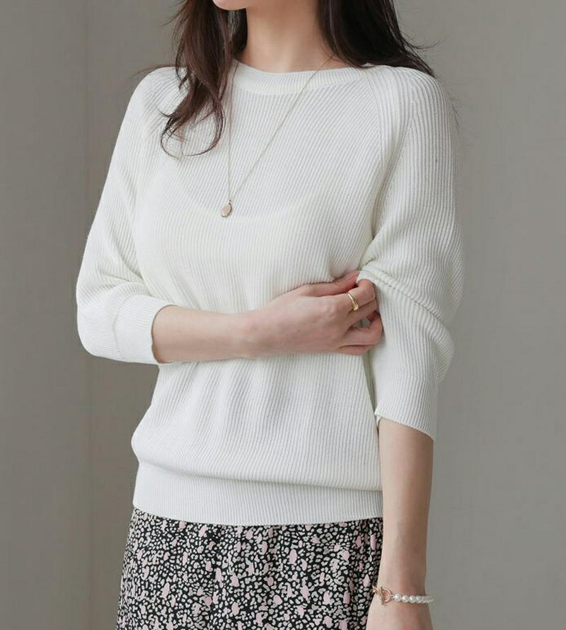 バックチェーンリブニット・全4色・b61156 レディース【tops】【トップス ニット ニットトップス リブ リブニット バッ