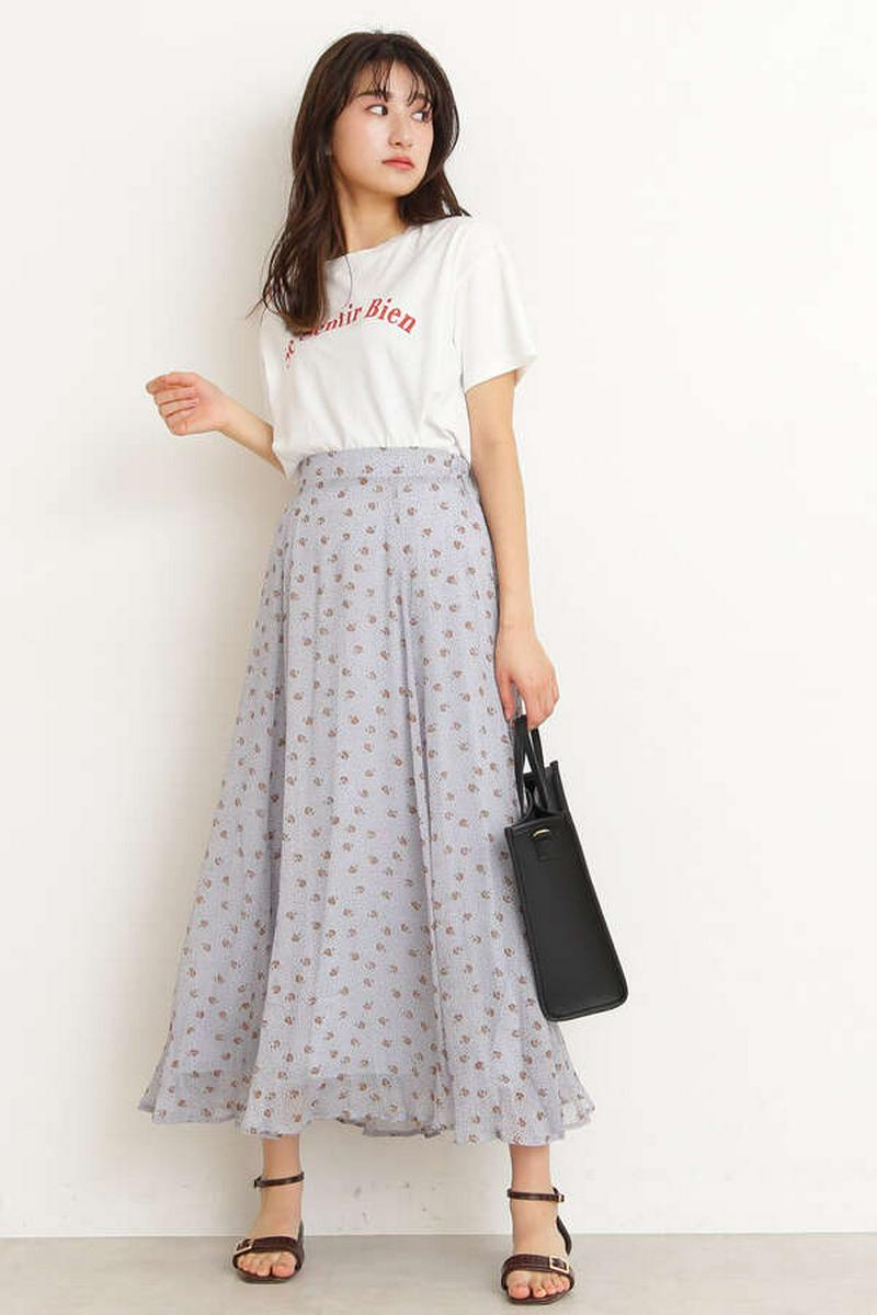 小花シフォンマキシスカート