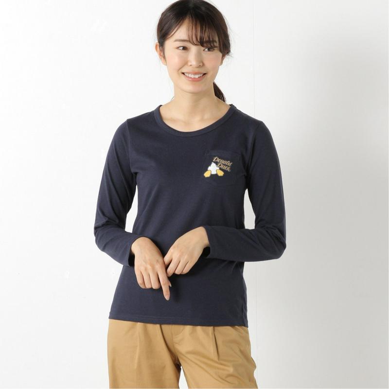 ポケット付き天竺長袖プリントＴシャツ【Ｍ～３Ｌ】（選べるキャラクター）（ディズニー）