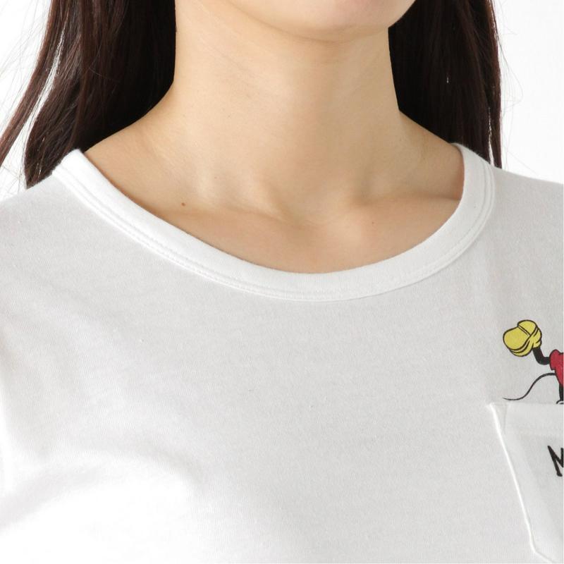 ポケット付き天竺長袖プリントＴシャツ【Ｍ～３Ｌ】（選べるキャラクター）（ディズニー）