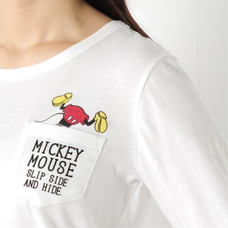 ポケット付き天竺長袖プリントＴシャツ【Ｍ～３Ｌ】（選べるキャラクター）（ディズニー）