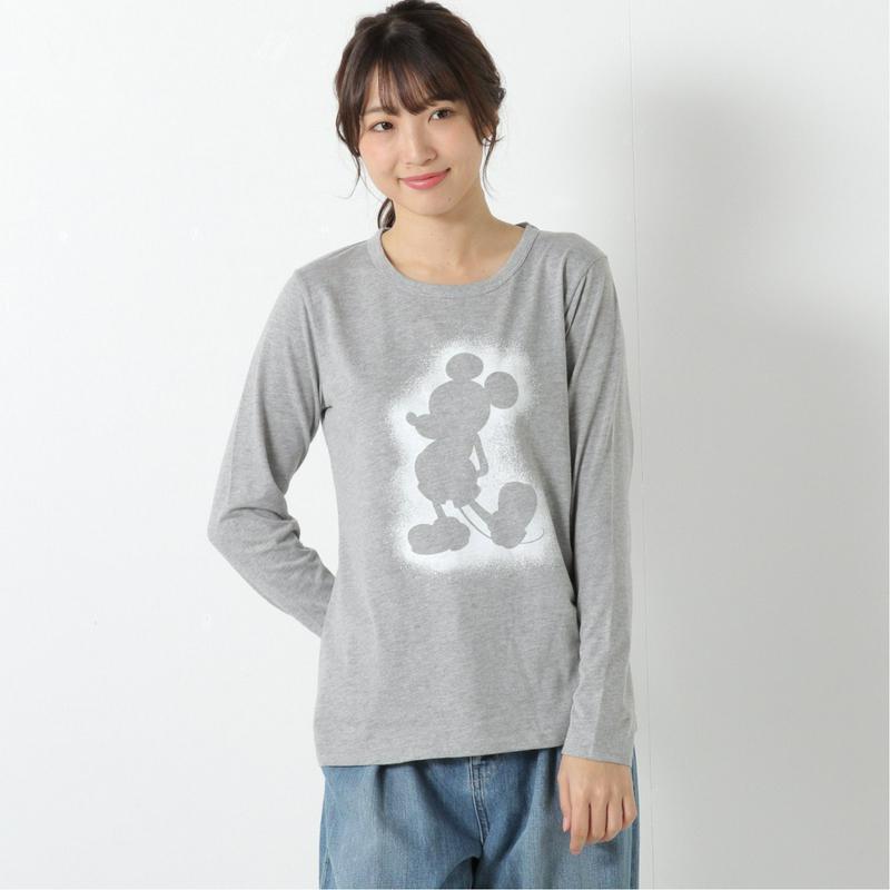 【おうちディズニー化計画】天竺長袖プリントＴシャツ【Ｍ～３Ｌ】（選べるキャラクター）（ディズニー）