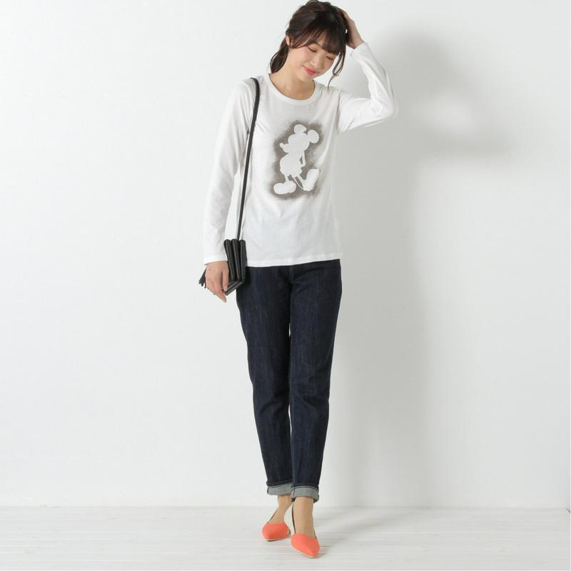 【おうちディズニー化計画】天竺長袖プリントＴシャツ【Ｍ～３Ｌ】（選べるキャラクター）（ディズニー）