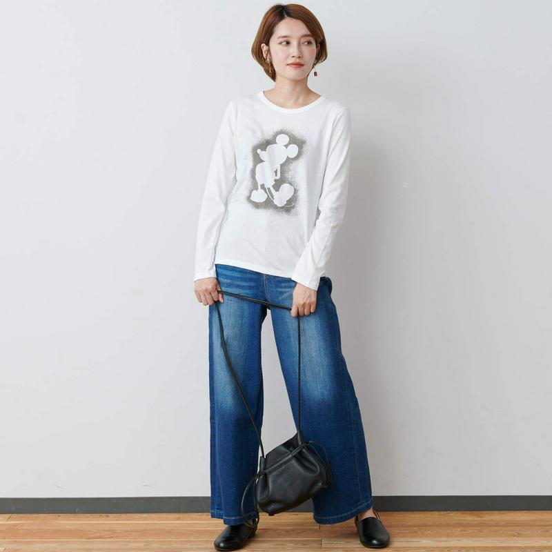 【おうちディズニー化計画】天竺長袖プリントＴシャツ【Ｍ～３Ｌ】（選べるキャラクター）（ディズニー）
