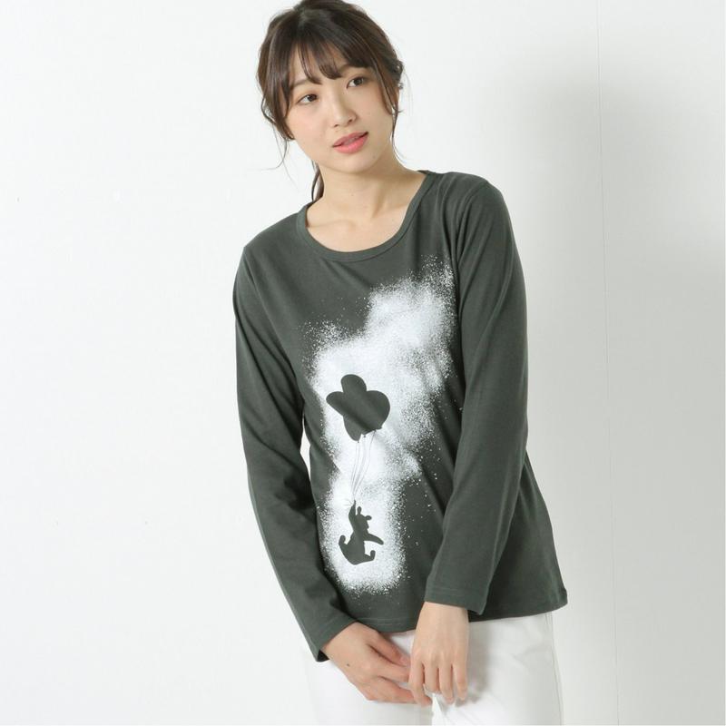 【おうちディズニー化計画】天竺長袖プリントＴシャツ【Ｍ～３Ｌ】（選べるキャラクター）（ディズニー）
