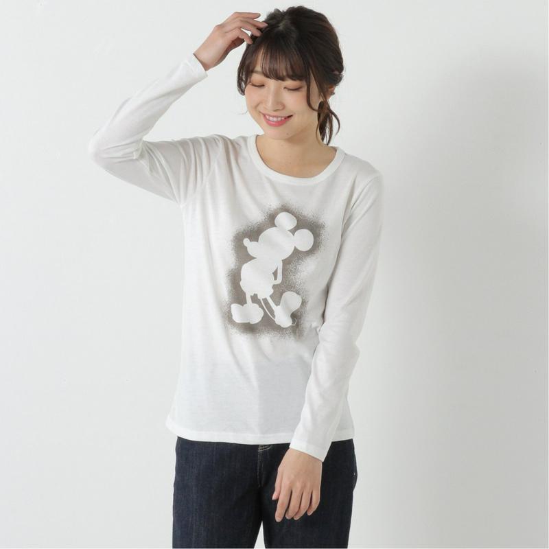 【おうちディズニー化計画】天竺長袖プリントＴシャツ【Ｍ～３Ｌ】（選べるキャラクター）（ディズニー）