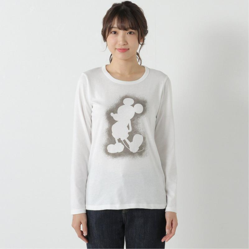 【おうちディズニー化計画】天竺長袖プリントＴシャツ【Ｍ～３Ｌ】（選べるキャラクター）（ディズニー）