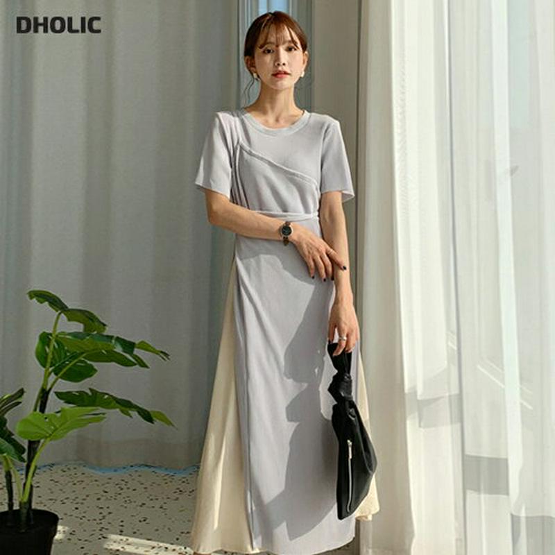 ラップロングTシャツ・全6色・t54977 レディース 【tops】【ワンピース レイヤード トップス Tシャツ リブ 半袖 無