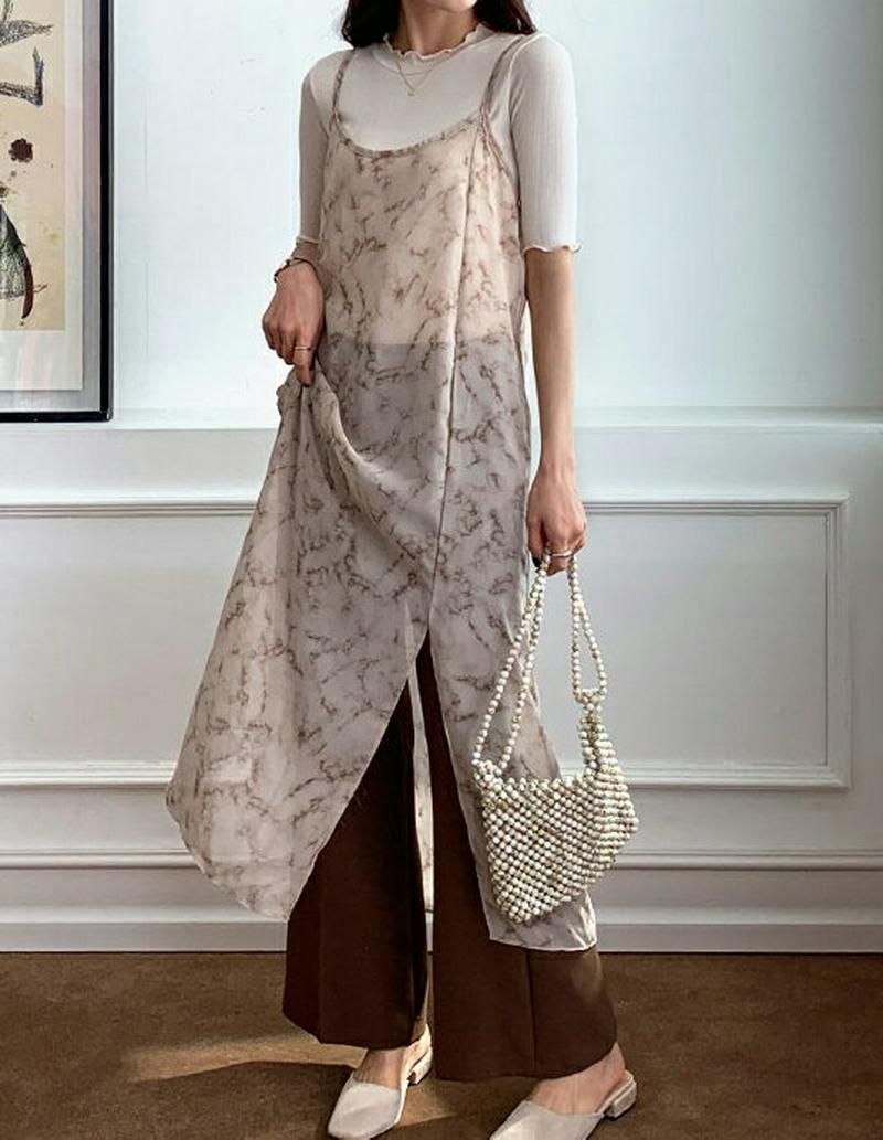 タイダイ柄キャミワンピース・全2色・t54974 レディース 【ops】【ワンピース ロング丈 ロング スリット キャミソール 