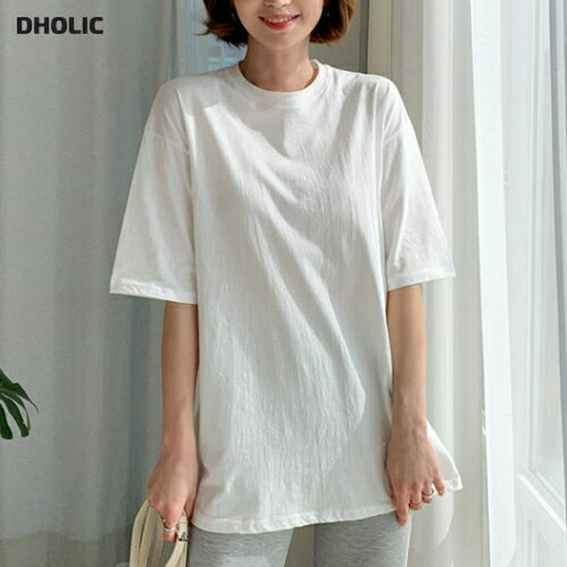ラウンドネックTシャツ・全5色・b54962 レディース 【tops】【トップス Tシャツ ラウンドネック 半袖 大きい ゆった