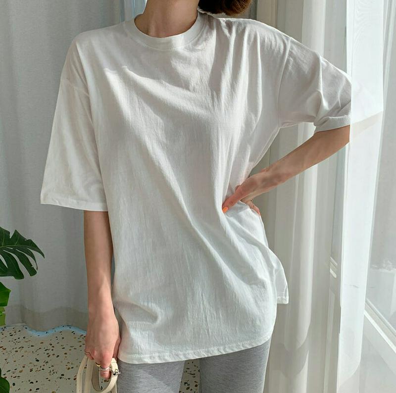 ラウンドネックTシャツ・全5色・b54962 レディース 【tops】【トップス Tシャツ ラウンドネック 半袖 大きい ゆった