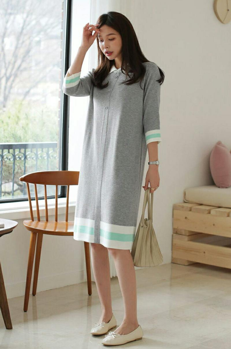 ストラップ付配色カラーワンピース・全3色・b61281 レディース【ops】【ワンピース ミディ丈 ミディワンピース 半袖 ハー