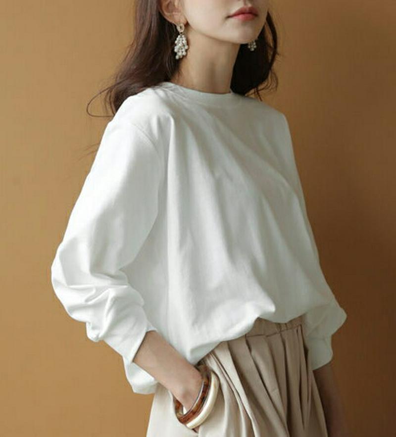 ≪人気商品再入荷≫スリーブディテールスウェット・全4色・b55013 レディース 【tops】 韓国ファッション トップス 長袖 7分丈 ツイスト パフスリーブ クロス スウェット トレーナー 無地 ユニーク ゆったり 秋 春 冬 sw