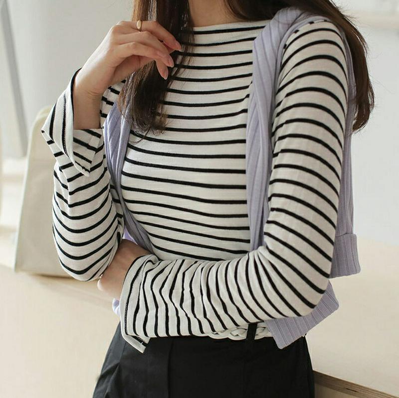 ボートネックボーダーTシャツ・全4色・t61265 レディース【tops】【トップス Tシャツ ボーダー 柄 長袖 ボートネック