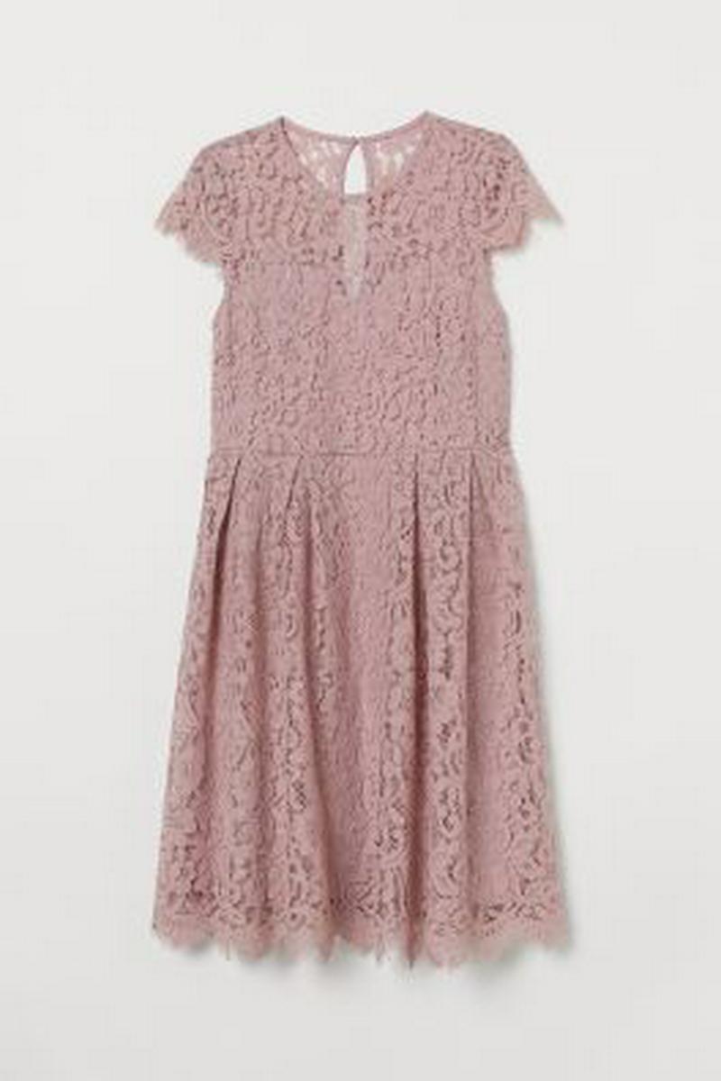 H&M+ レースミモレワンピース
