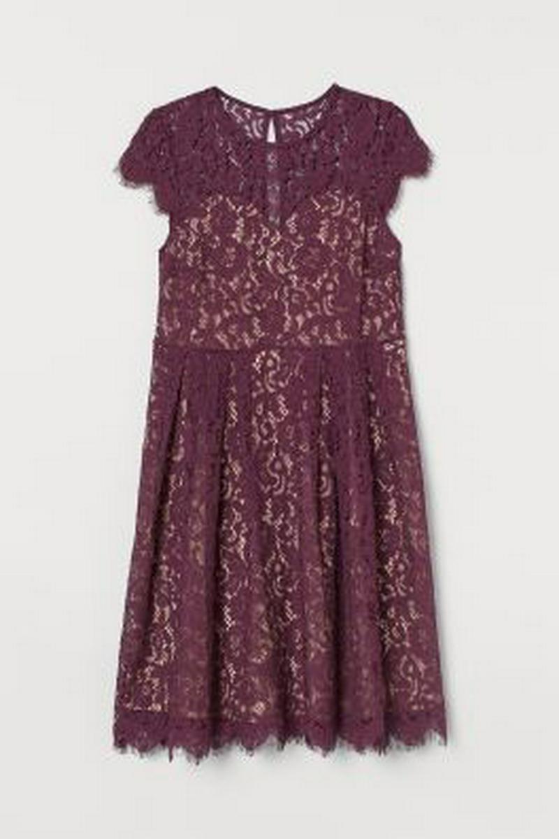 H&M+ レースミモレワンピース