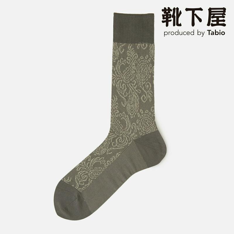 【あす楽】【Tabio MEN】 メンズ ジャカード ペイズリー ソックス / 靴下屋 靴下 タビオ くつ下 クルー ドレスソックス フォーマル 正装 日本製 2212mka