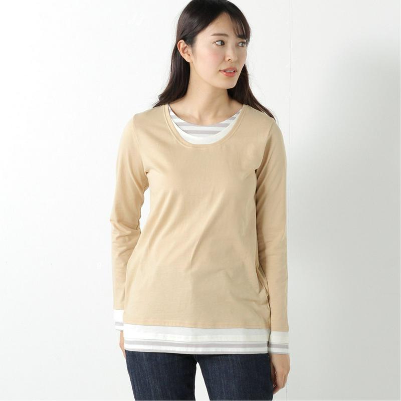 長袖フェイクレイヤードＴシャツ【Ｍ～５Ｌ】（ノージーン/NO JEAN）