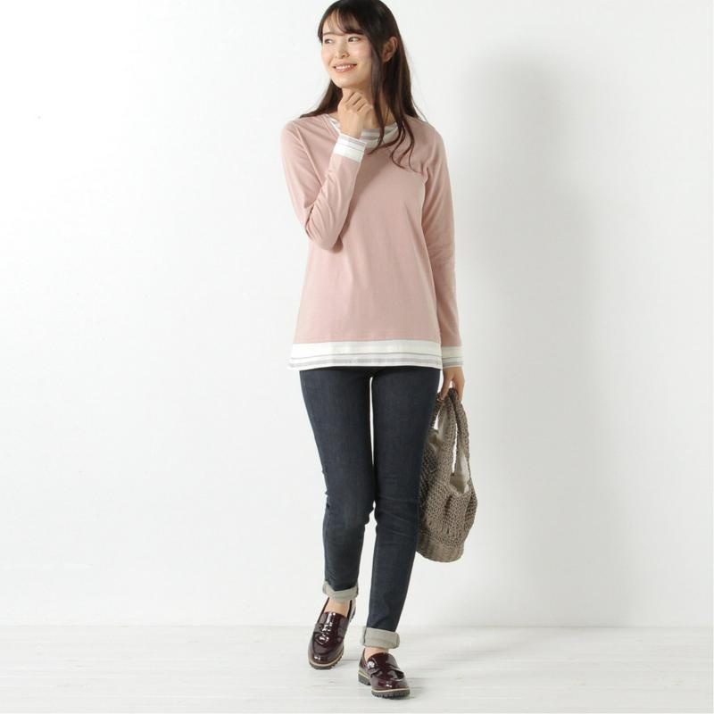 長袖フェイクレイヤードＴシャツ【Ｍ～５Ｌ】（ノージーン/NO JEAN）