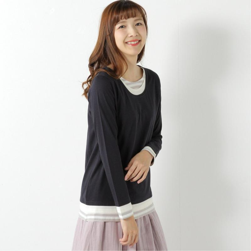長袖フェイクレイヤードＴシャツ【Ｍ～５Ｌ】（ノージーン/NO JEAN）