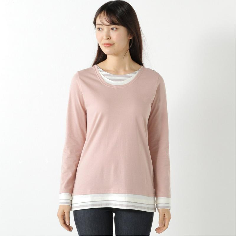 長袖フェイクレイヤードＴシャツ【Ｍ～５Ｌ】（ノージーン/NO JEAN）
