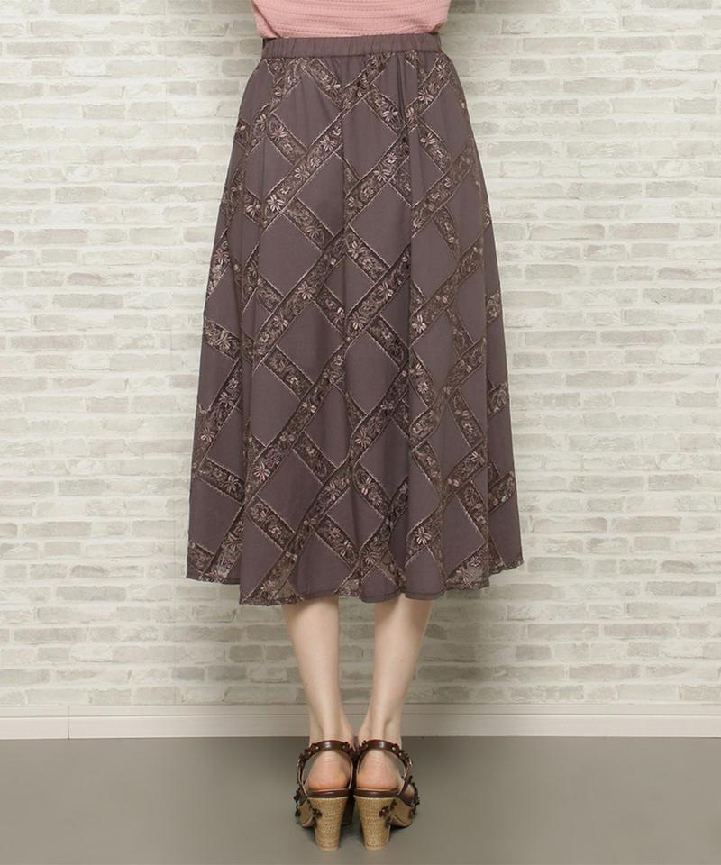 刺繍レースパッチワークスカート