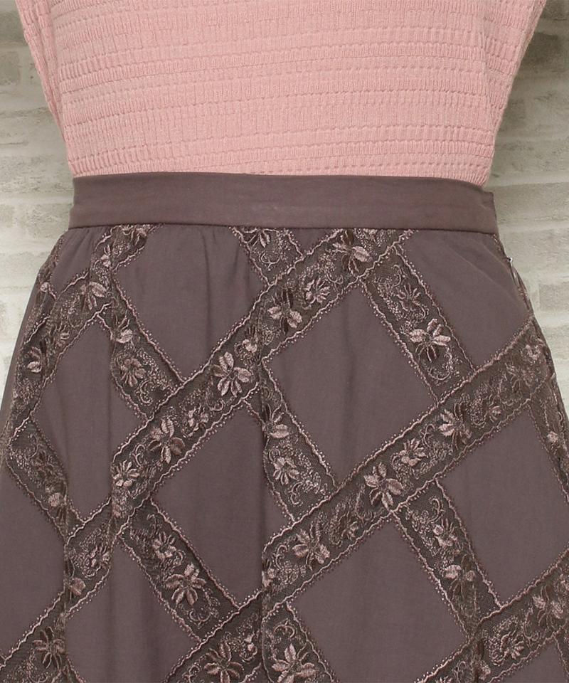 刺繍レースパッチワークスカート