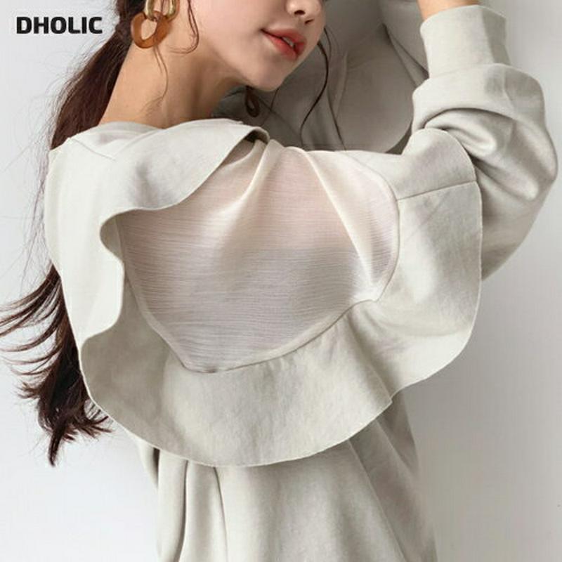 フリルシアースリーブスウェット・全3色・b55495 レディース 【tops】【トップス Tシャツ レース シースルー ラッフル
