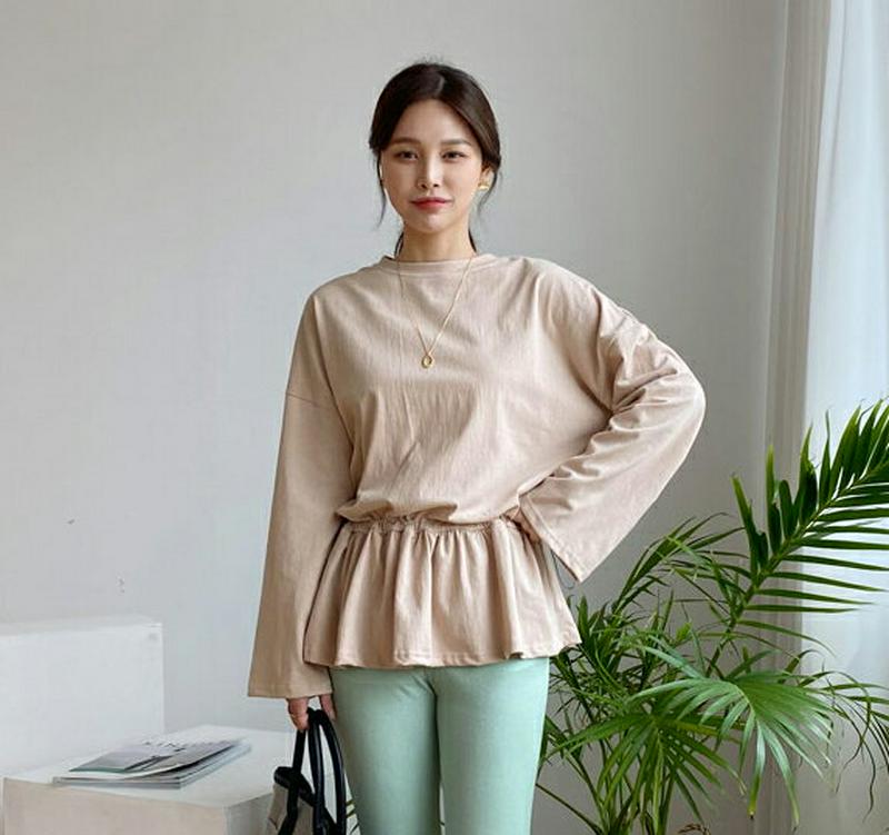 ドロストルーズTシャツ・全3色・b61249 レディース【tops】【トップス Tシャツ ドロスト 長袖 単色 無地 シンプル 