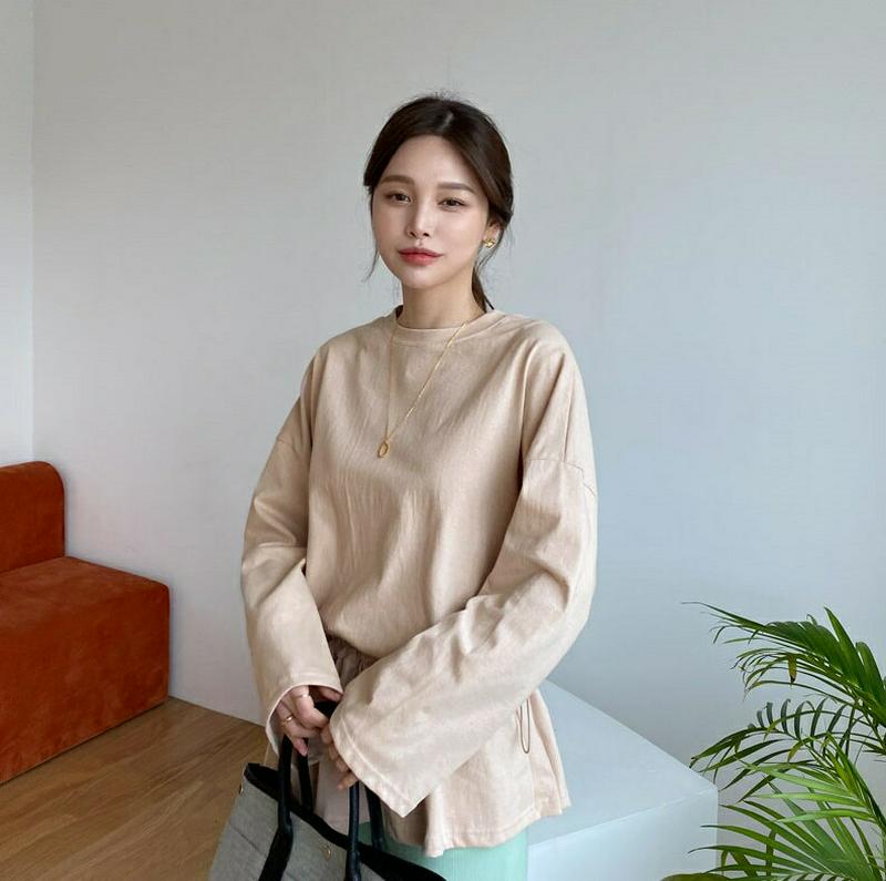 ドロストルーズTシャツ・全3色・b61249 レディース【tops】【トップス Tシャツ ドロスト 長袖 単色 無地 シンプル 