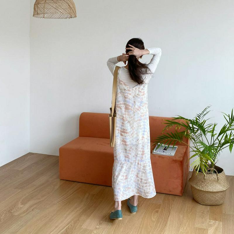 パターンキャミワンピース・全2色・t61255 レディース【ops】【ワンピース ロング ロングワンピース キャミソールワンピー