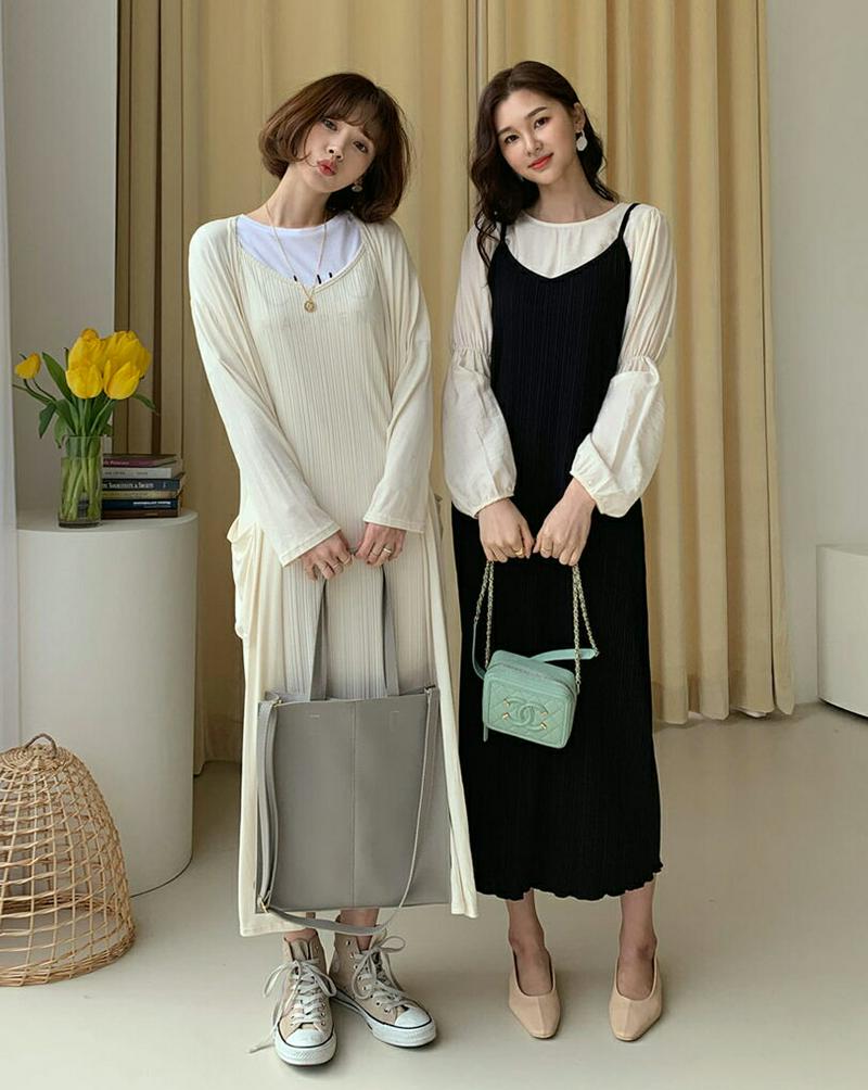 キャミワンピ&カーディガンSET・全2色・b58175 レディース 【ops】【ワンピース ロング ロング丈 キャミソール カー