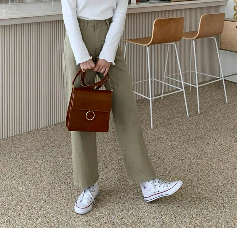 ハイウエストストレートパンツ・全4色・t58183 レディース 【pt】【パンツ ズボン コットン ハイウエスト ストレート ロ