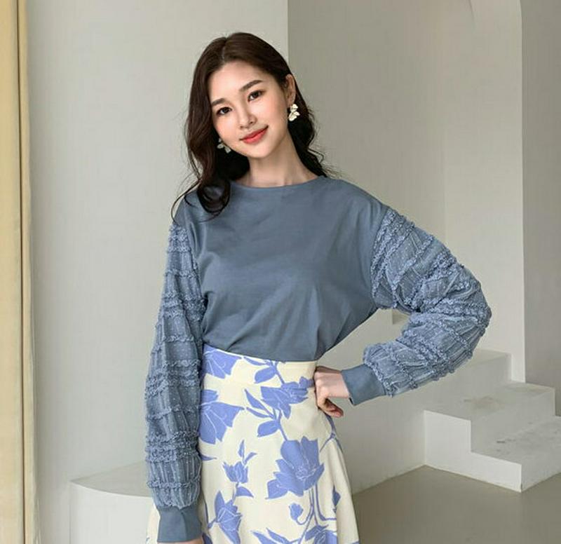 ドットレーススリーブスウェット・全3色・t58146 レディース 【tops】【スウェット トップス トレーナー 長袖 レース 