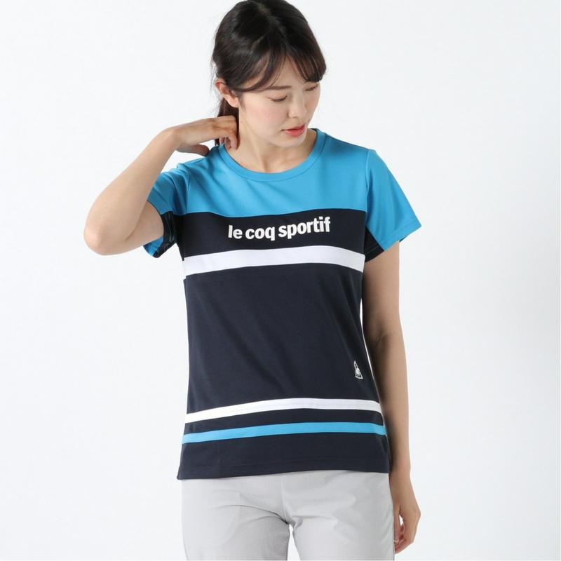 レディース　ボーダー切替え半袖Ｔシャツ（ルコックスポルティフ/le coq sportif）