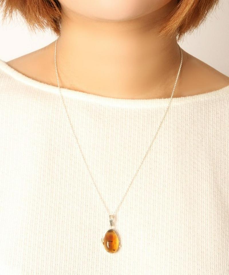 【メキシコ買付】アンバー花左楕円ネックレス