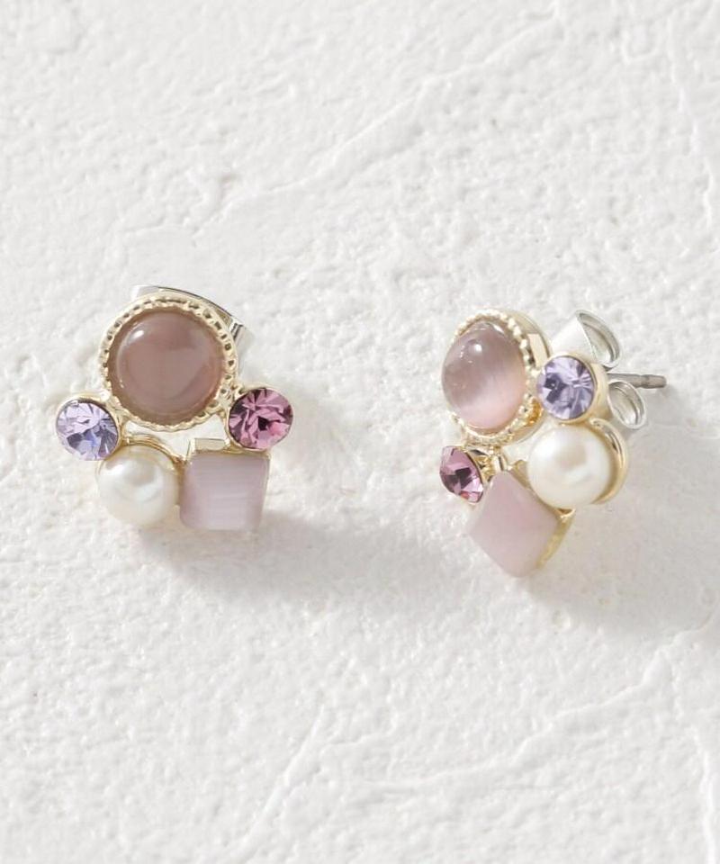 ビジューフェイクパールピアス