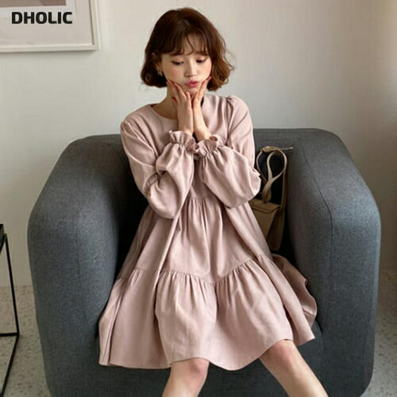 ≪人気商品再入荷≫ミニティアードワンピース・全3色・t55061 レディース 【ops】 ワンピース ミニ丈 ミニ フレア ティアード 長袖 ギャザー 無地 カジュアル 体型カバー 秋 春