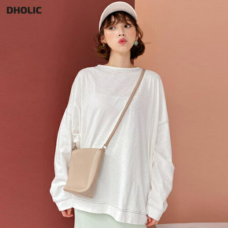 ステッチボクシーTシャツ・全4色・t55049 レディース 【tops】【トップス 長袖 ステッチ ボクシー Tシャツ 無地 ド