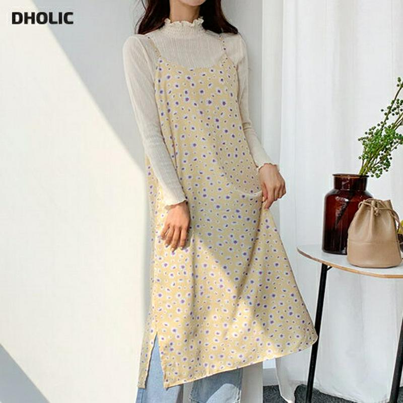 フローラルキャミワンピース・全3色・t55058 レディース 【ops】【ワンピース ロング ロング丈 キャミソール スリット 