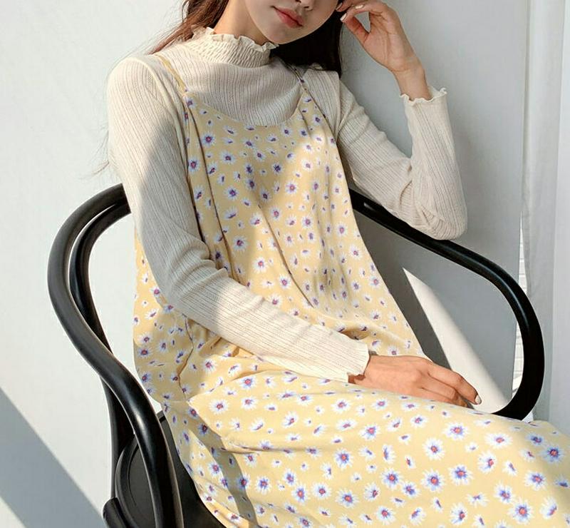 フローラルキャミワンピース・全3色・t55058 レディース 【ops】【ワンピース ロング ロング丈 キャミソール スリット 