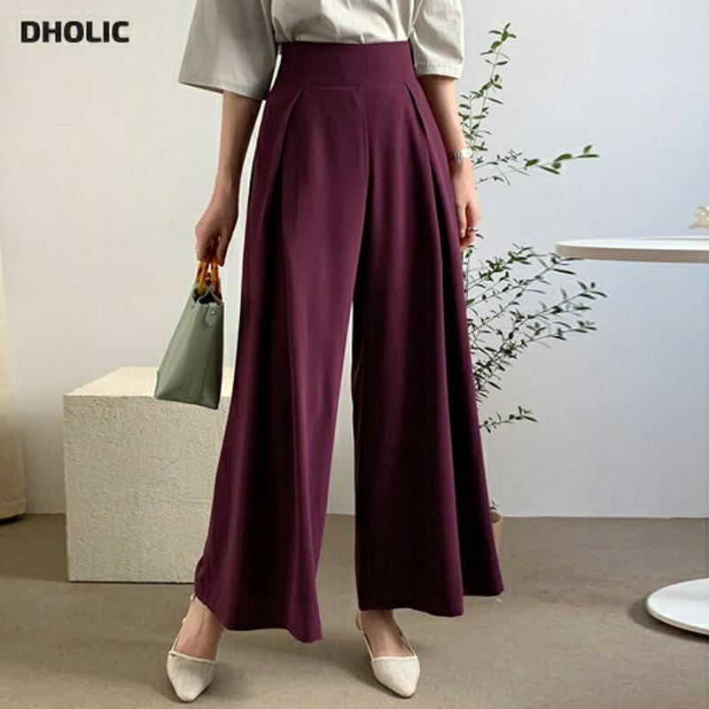 【只今10%OFF】≪人気商品再入荷≫タックワイドパンツ・全3色・b61359 レディース【pt】【韓国 ファッション パンツ ロングパンツ ズボン ボトムス ワイドパンツ ワイド タック　タックパンツ 単色 無地 シンプル オフィス大人 ハイウエスト 春 秋】【ハイホリHIHOLLI】