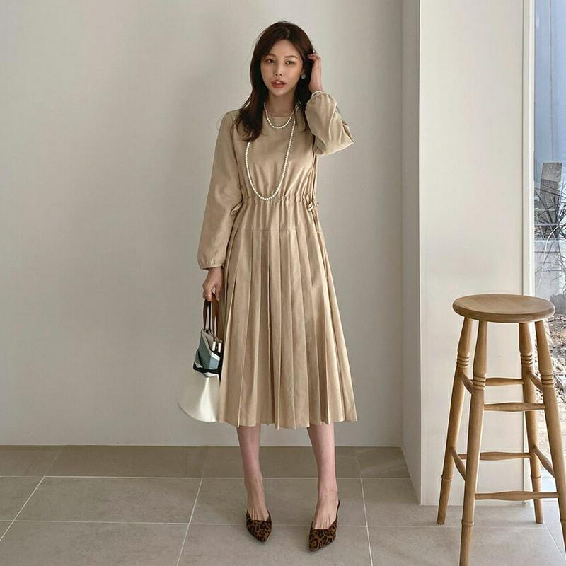 プリーツドロストワンピース・全4色・t61353 レディース【ops】【ワンピース ロング ロングワンピース 長袖 プリーツ プ