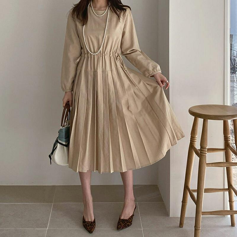 プリーツドロストワンピース・全4色・t61353 レディース【ops】【ワンピース ロング ロングワンピース 長袖 プリーツ プ