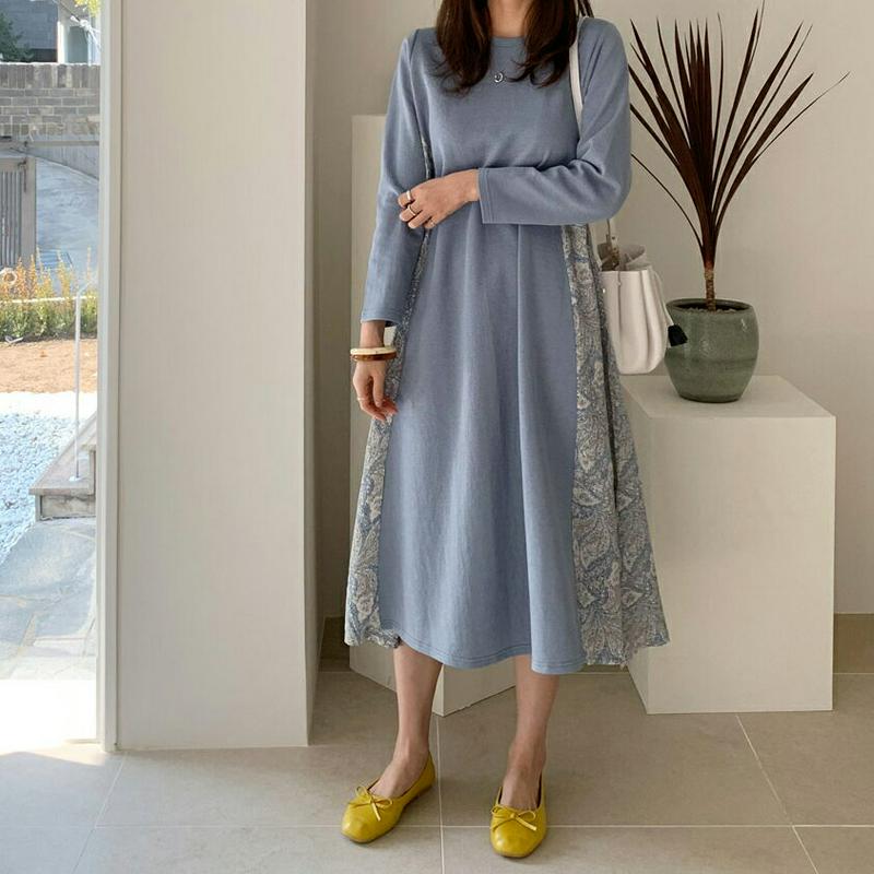 サイドペイズリーワンピース・全3色・b61352 レディース【ops】【ワンピース ロング ロングワンピース ペイズリー バンダ