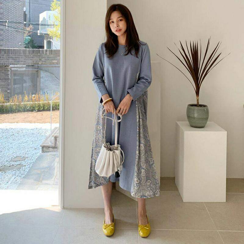 サイドペイズリーワンピース・全3色・b61352 レディース【ops】【ワンピース ロング ロングワンピース ペイズリー バンダ